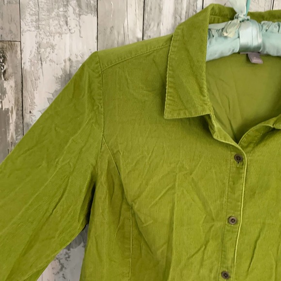 J. Jill green corduroy long sleeve button up shirt M - Picture 2 of 5